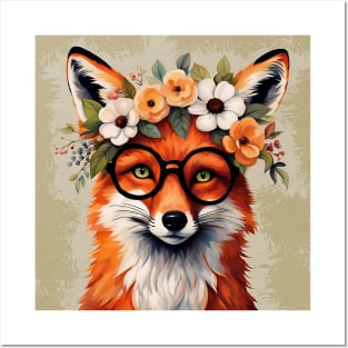 Funny Fancy Fox Wearing Glasses Posters and Art